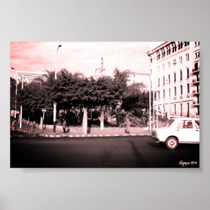 Poster Bâtiment voitures vintage Algérie Alger