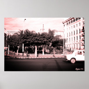 Poster Bâtiment voitures vintage Algérie Alger