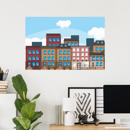 Poster Bâtiments Brownstone (Bureau à domicile)