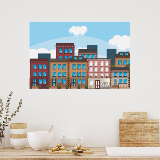 Poster Bâtiments Brownstone (Cuisine)