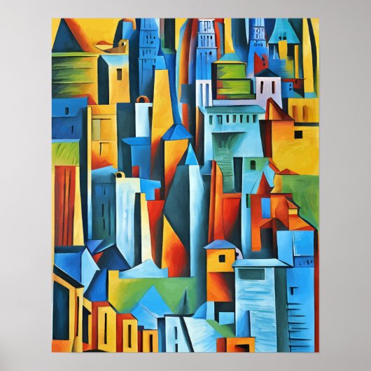Poster Bâtiments Cityscape Abstraits Gratte-ciel Art (Devant)