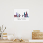 Poster Bâtiments couleur New York Skyline (Cuisine)
