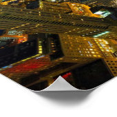 Poster Bâtiments de Chicago gratte-ciels illuminés la nui (Coin)