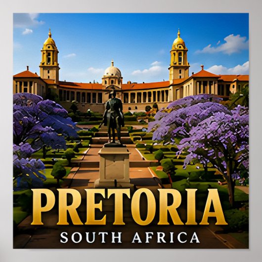 Poster Bâtiments de l'Union de Pretoria et fleurs de Jaca (Devant)