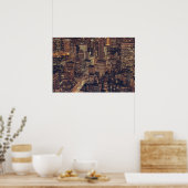 Poster Bâtiments de NYC Ville gratte-ciels illuminés la n (Cuisine)