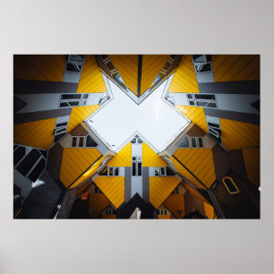 POSTER BÂTIMENTS GÉOMÉTRIQUES JAUNES ET GRIS