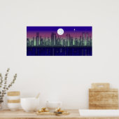 Poster Bâtiments illuminés la nuit (Cuisine)