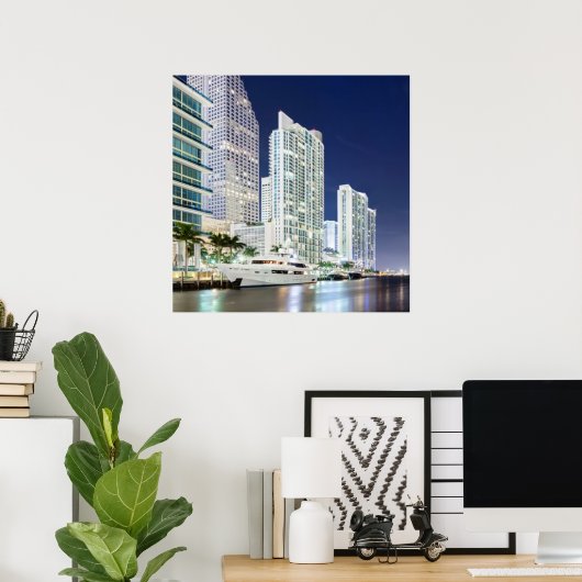 Poster Bâtiments le long de la promenade de Miami River (Bureau à domicile)