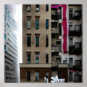 Poster Bâtiments urbains abandonnés avec graffiti (Devant)