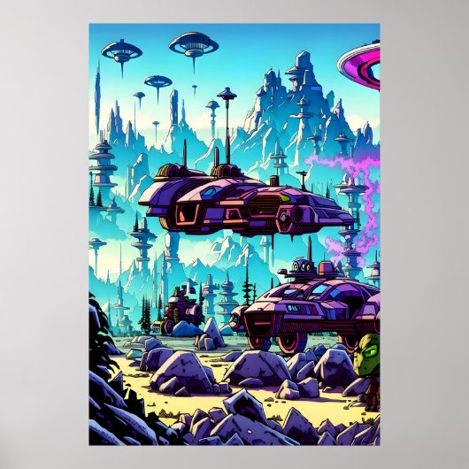 Poster Bâtir une base sur une planète alien | AI Art Post (Devant)