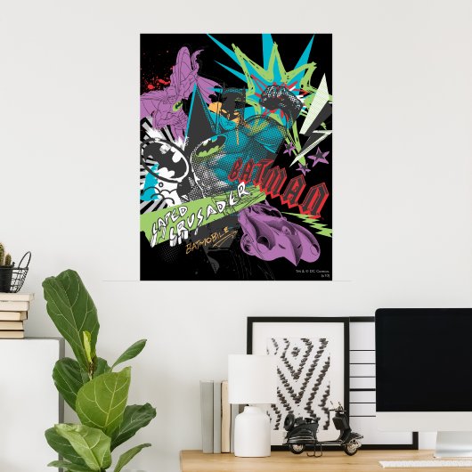 Poster Batman Caped Crusader Neon Collage (Bureau à domicile)
