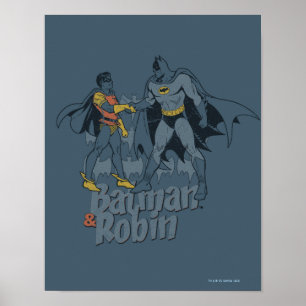 Poster Batman Et Robin Distressed Graphisme