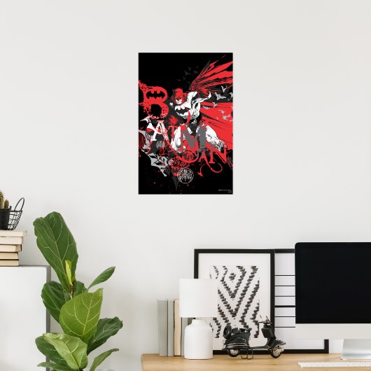 Poster Batman Red et Black Collage (Bureau à domicile)