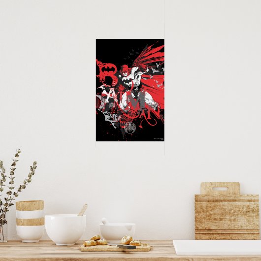 Poster Batman Red et Black Collage (Cuisine)