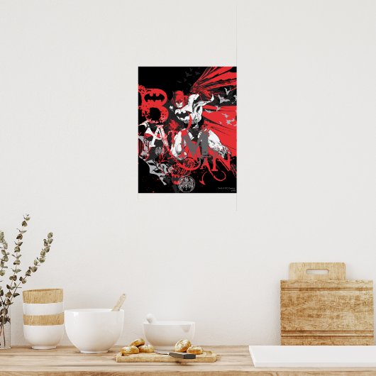 Poster Batman Red et Black Collage (Cuisine)