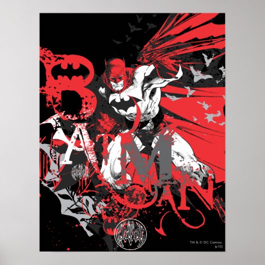 Poster Batman Red et Black Collage (Devant)