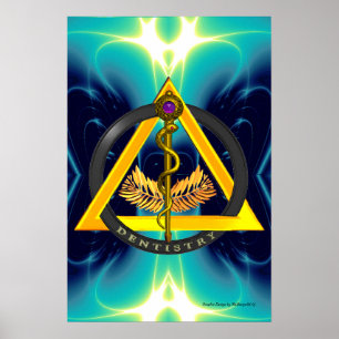 POSTER BÂTON D'ASCLEPIUS DENTISTE DENTISTERIE SYMBOLE