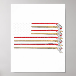 Poster Bâton de Hockey Drapeau Usa Hockey sur Glace Garço