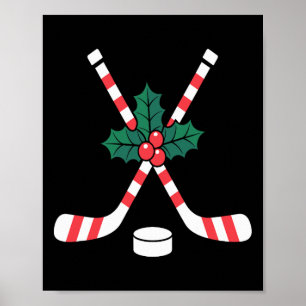 Poster Bâton de hockey sur glace de Noël Bâton de hockey
