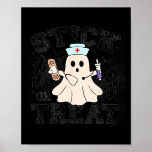 Poster Bâton Ou Traitement Halloween Fantôme Infirmière H