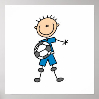 Poster Bâton Uniforme Bleu Boy Figurine Joueur de footbal