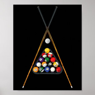 Poster Bâtons à billes à billes Cue Billard Art