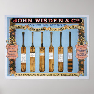 Poster Bats de cricket Wisden, 1895