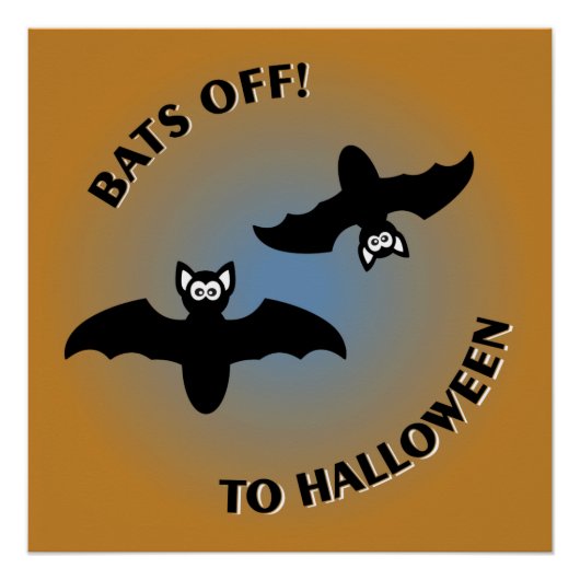Poster Bats d'Halloween bleu orange (Devant)