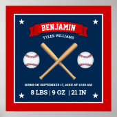 Poster Bats et balles de baseball rouges et bleus Statist (Devant)