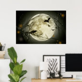 Poster Bats fly Crow se trouve devant la Pleine lune d'Ha (Bureau à domicile)