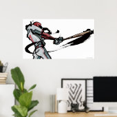 Poster Batte balançoire du joueur de baseball, vue latéra (Bureau à domicile)