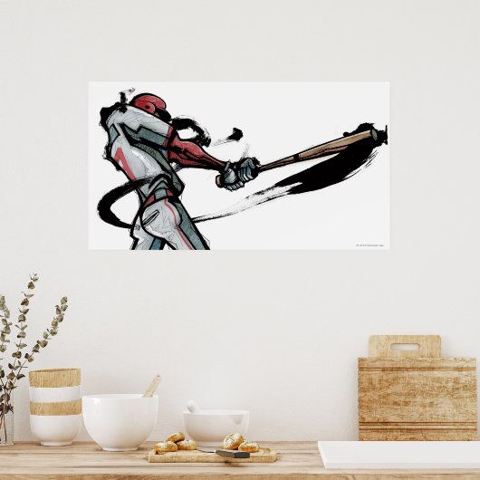 Poster Batte balançoire du joueur de baseball, vue latéra (Cuisine)