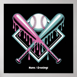 Poster Batte de glace pour garçons Baseball Drip – Jeunes