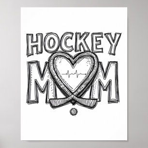 Poster Battement de cœur de maman de hockey