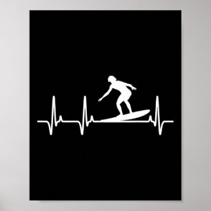 Poster Battement de cœur de surf Amoureux du surf Planche