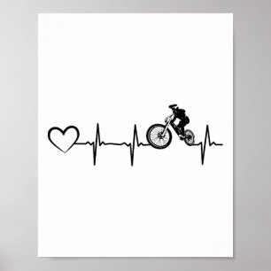 Poster Battement de coeur de vélo cycliste cyclisme en de