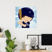 Poster Batterie de baseball en bleu et blanc (Bureau à domicile)