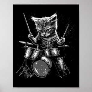 Poster Batterie de tambour de groupe de rock Kitten Chat 