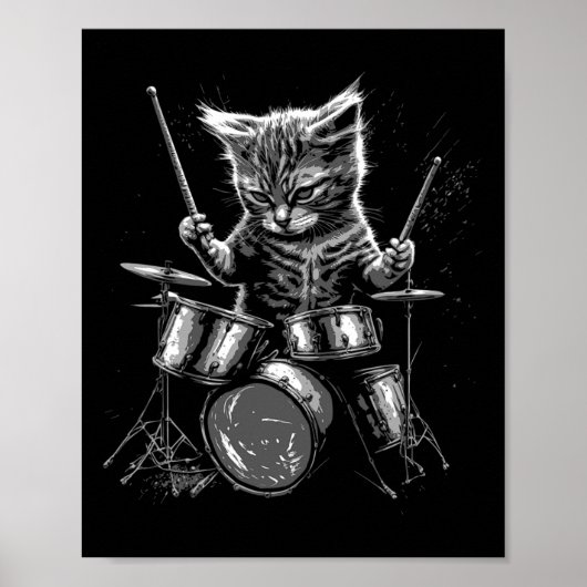 Poster Batterie de tambour de groupe de rock Kitten Chat  (Devant)
