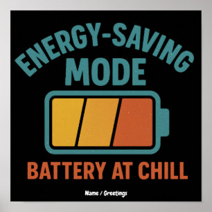 Poster Batterie en mode économie d'énergie à Chill Retro