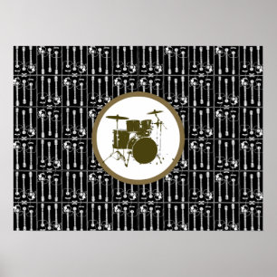 Poster batterie et guitare pour murs