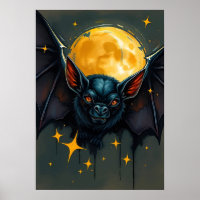 Batterie et Pleine lune de minuit - Art animal néo