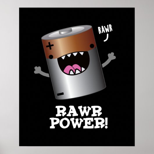 Poster Batterie Rawy Power Funny Pun Dark BG (Devant)