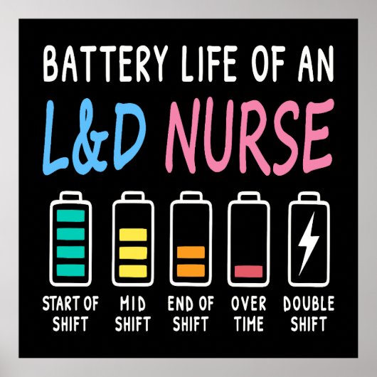 Poster Battery life of an L&D nurse humor chart (Devant)