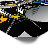 Poster Batteur À Batterie À Chat Jouant À Des Tambours (Coin)