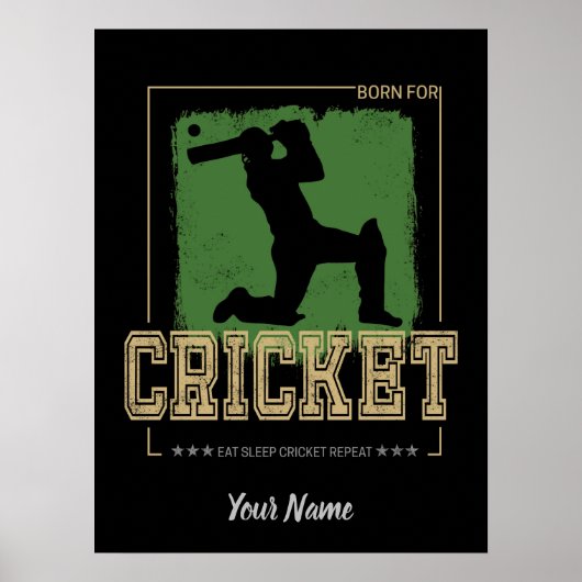 Poster Batteur de cricket né pour Joueur et entraîneur (Devant)