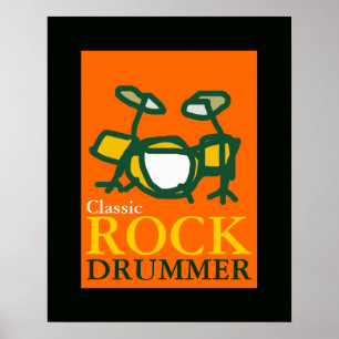 Poster batteur de rock classique