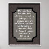 Poster Batteur Différent - tirage de citation Thoreau (Devant)