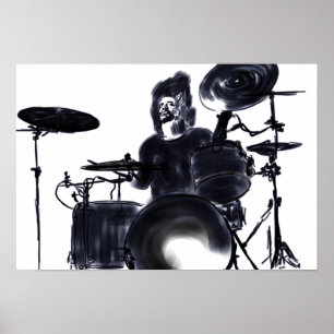 Poster Batteur en action - sombre
