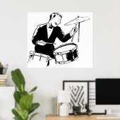 Poster Batteur rétro (Bureau à domicile)